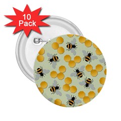 Honey Bee Bees Pattern 2 25  Buttons (10 Pack)  by Ndabl3x