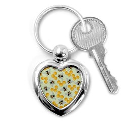 Honey Bee Bees Pattern Key Chain (heart) by Ndabl3x