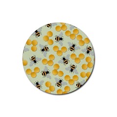 Honey Bee Bees Pattern Rubber Coaster (round) by Ndabl3x