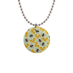 Honey Bee Bees Pattern 1  Button Necklace by Ndabl3x