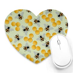 Honey Bee Bees Pattern Heart Mousepad by Ndabl3x