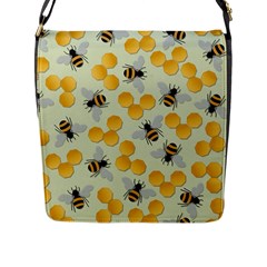 Honey Bee Bees Pattern Flap Closure Messenger Bag (l) by Ndabl3x