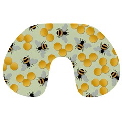 Honey Bee Bees Pattern Travel Neck Pillow by Ndabl3x