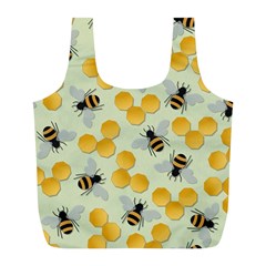 Honey Bee Bees Pattern Full Print Recycle Bag (l) by Ndabl3x