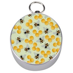 Honey Bee Bees Pattern Silver Compasses by Ndabl3x