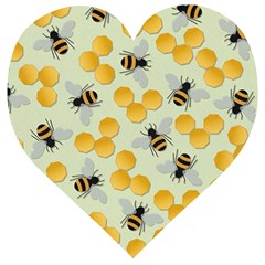 Honey Bee Bees Pattern Wooden Puzzle Heart by Ndabl3x