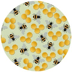 Honey Bee Bees Pattern Wooden Puzzle Round by Ndabl3x