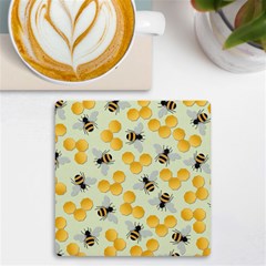 Honey Bee Bees Pattern Uv Print Square Tile Coaster  by Ndabl3x