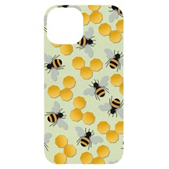 Honey Bee Bees Pattern Iphone 14 Black Uv Print Case by Ndabl3x