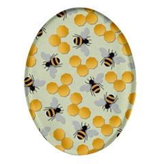 Honey Bee Bees Pattern Oval Glass Fridge Magnet (4 Pack) by Ndabl3x