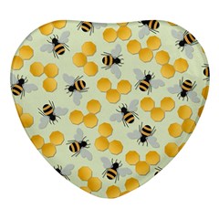 Honey Bee Bees Pattern Heart Glass Fridge Magnet (4 Pack)