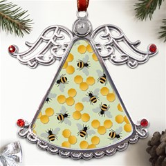 Honey Bee Bees Pattern Metal Angel With Crystal Ornament by Ndabl3x