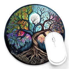 Tree Colourful Round Mousepad by Ndabl3x