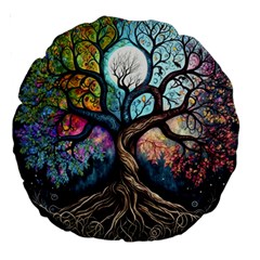 Tree Colourful Large 18  Premium Round Cushions by Ndabl3x