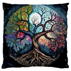 Tree Colourful Large Premium Plush Fleece Cushion Case (one Side) by Ndabl3x