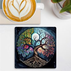 Tree Colourful Uv Print Square Tile Coaster  by Ndabl3x