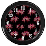 Chic Dreams Botanical Motif Pattern Design Wall Clock (Black) Front