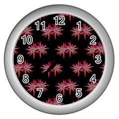 Chic Dreams Botanical Motif Pattern Design Wall Clock (silver)