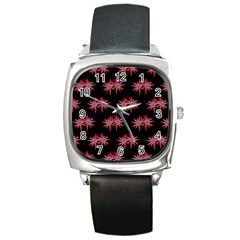 Chic Dreams Botanical Motif Pattern Design Square Metal Watch by dflcprintsclothing