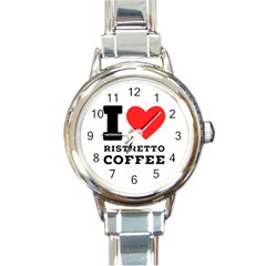 I Love Ristretto Coffee Round Italian Charm Watch by ilovewhateva