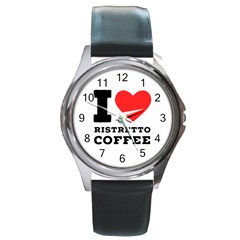 I Love Ristretto Coffee Round Metal Watch by ilovewhateva