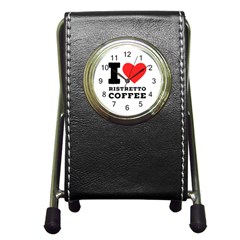 I Love Ristretto Coffee Pen Holder Desk Clock by ilovewhateva