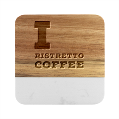 I Love Ristretto Coffee Marble Wood Coaster (square) by ilovewhateva