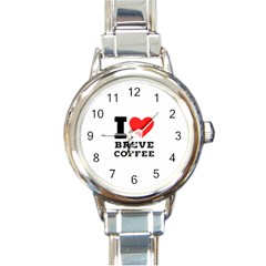 I Love Breve Coffee Round Italian Charm Watch by ilovewhateva