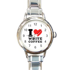 I Love White Coffee Round Italian Charm Watch by ilovewhateva