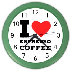 I Love Espresso Coffee Color Wall Clock by ilovewhateva