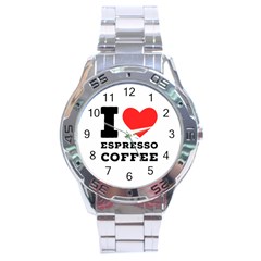 I Love Espresso Coffee Stainless Steel Analogue Watch by ilovewhateva