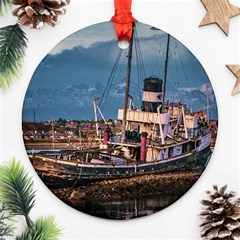 End Of The World: Nautical Memories At Ushuaia Port, Argentina Ornament (round) by dflcprintsclothing