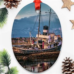 End Of The World: Nautical Memories At Ushuaia Port, Argentina Ornament (oval) by dflcprintsclothing