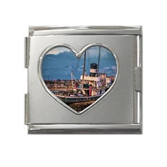 End Of The World: Nautical Memories At Ushuaia Port, Argentina Mega Link Heart Italian Charm (18mm) by dflcprintsclothing