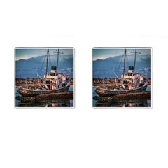 End Of The World: Nautical Memories At Ushuaia Port, Argentina Cufflinks (square) by dflcprintsclothing