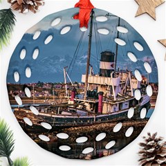 End Of The World: Nautical Memories At Ushuaia Port, Argentina Ornament (round Filigree) by dflcprintsclothing