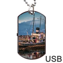 End Of The World: Nautical Memories At Ushuaia Port, Argentina Dog Tag Usb Flash (one Side) by dflcprintsclothing