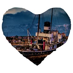 End Of The World: Nautical Memories At Ushuaia Port, Argentina Large 19  Premium Heart Shape Cushions by dflcprintsclothing