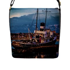 End Of The World: Nautical Memories At Ushuaia Port, Argentina Flap Closure Messenger Bag (l) by dflcprintsclothing