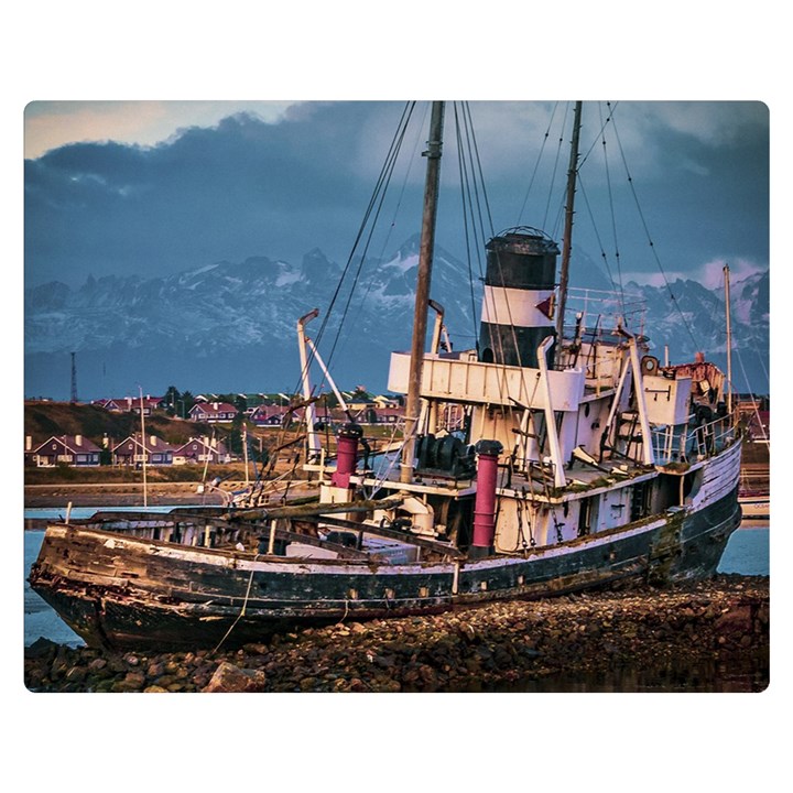 End of the World: Nautical Memories at Ushuaia Port, Argentina Two Sides Premium Plush Fleece Blanket (Medium)