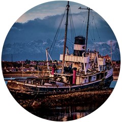 End Of The World: Nautical Memories At Ushuaia Port, Argentina Uv Print Round Tile Coaster by dflcprintsclothing