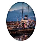 End of the World: Nautical Memories at Ushuaia Port, Argentina Oval Glass Fridge Magnet (4 pack) Front