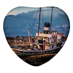 End of the World: Nautical Memories at Ushuaia Port, Argentina Heart Glass Fridge Magnet (4 pack) Front