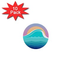 Tsunami Tidal Wave Minimalist Logo Ocean Sea 1  Mini Buttons (10 Pack)  by Wav3s