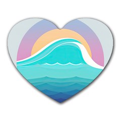 Tsunami Tidal Wave Minimalist Logo Ocean Sea Heart Mousepad by Wav3s