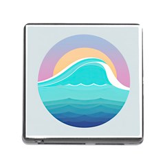 Tsunami Tidal Wave Minimalist Logo Ocean Sea Memory Card Reader (Square 5 Slot)