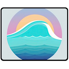 Tsunami Tidal Wave Minimalist Logo Ocean Sea Fleece Blanket (medium) by Wav3s