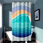 Tsunami Tidal Wave Minimalist Logo Ocean Sea Shower Curtain 36  x 72  (Stall)  Curtain(36 X72 )