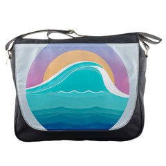 Tsunami Tidal Wave Minimalist Logo Ocean Sea Messenger Bag