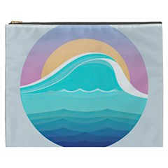 Tsunami Tidal Wave Minimalist Logo Ocean Sea Cosmetic Bag (xxxl) by Wav3s